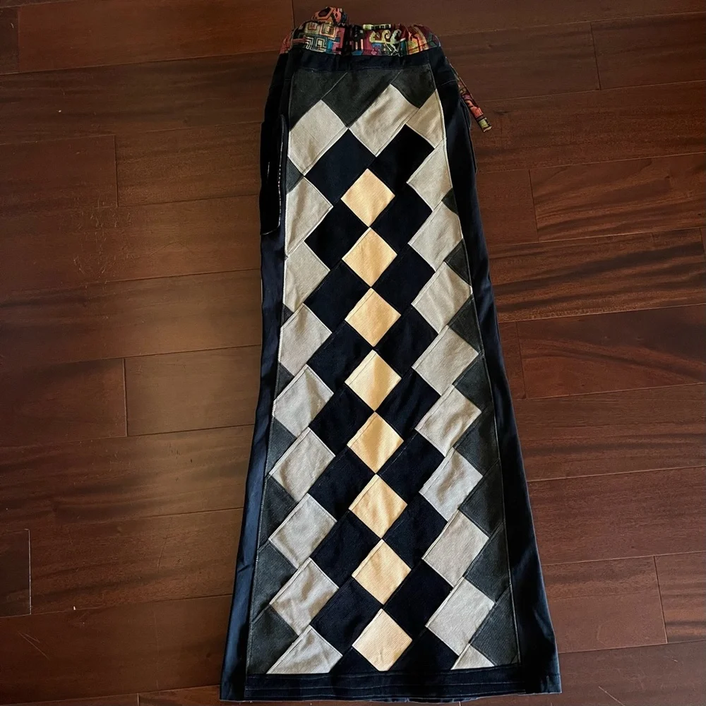 Phish Donut Patchwork Corduroy Pants - Blue Tan Adjustable Waist XXL - Picture 6 of 12